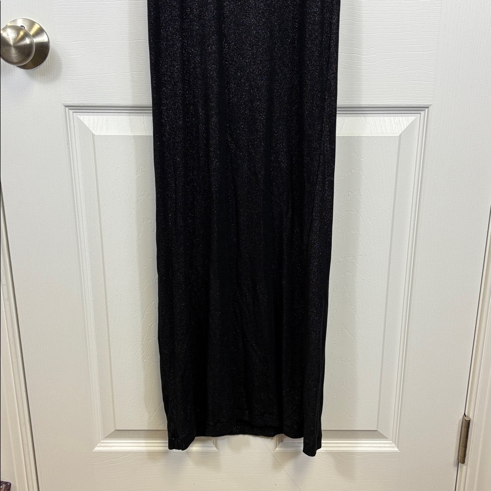 Skims soft lounge long sleeve square neck maxi dress onyx foil sz med - Picture 5 of 10